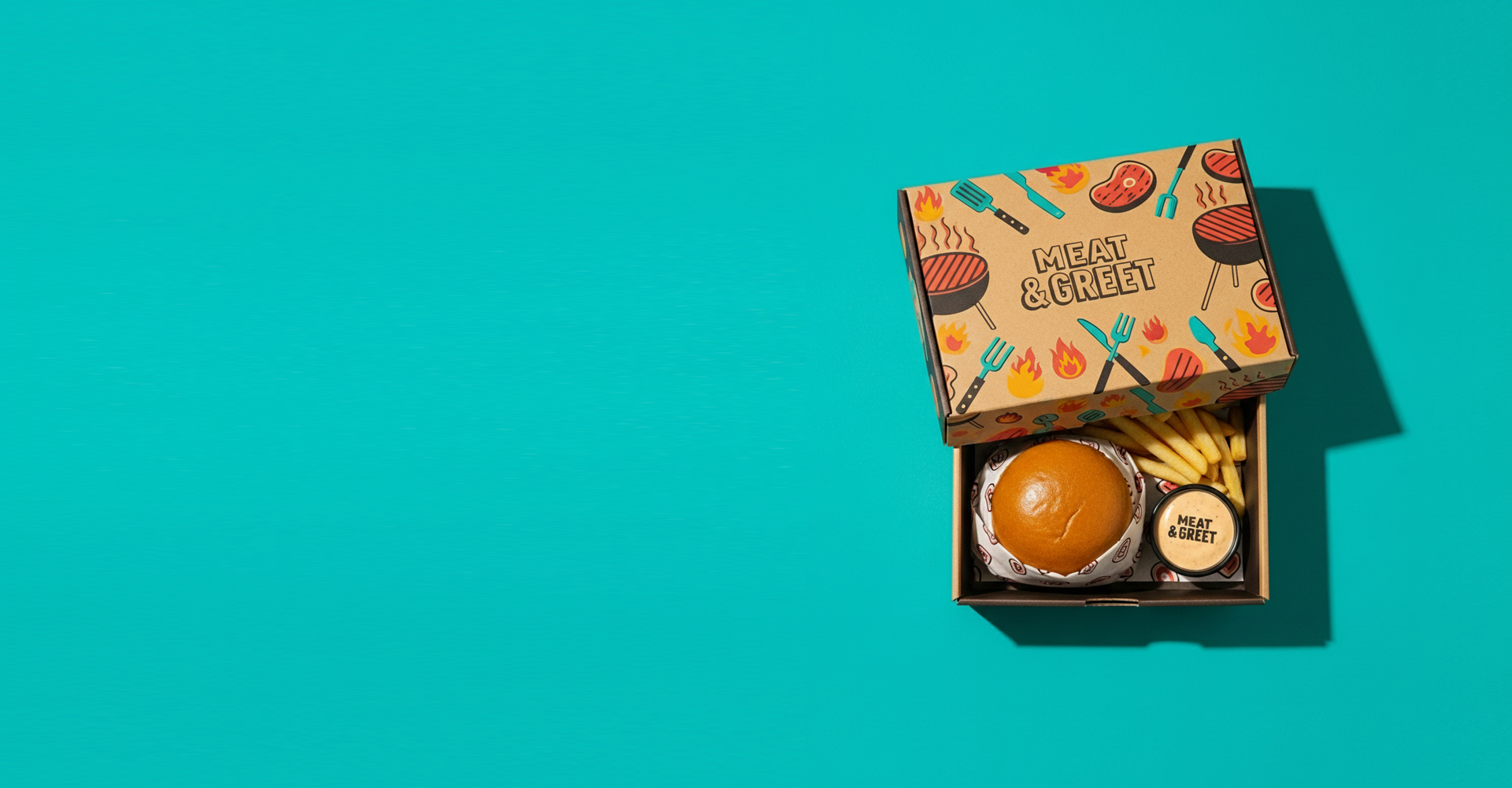 A collection of custom-printed boxes, bags, and cups for small businesses